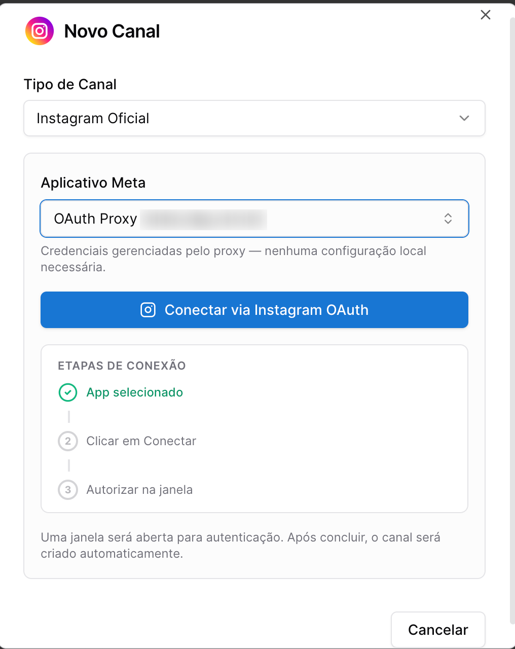 Sistema Ticket - conectar canal instagram